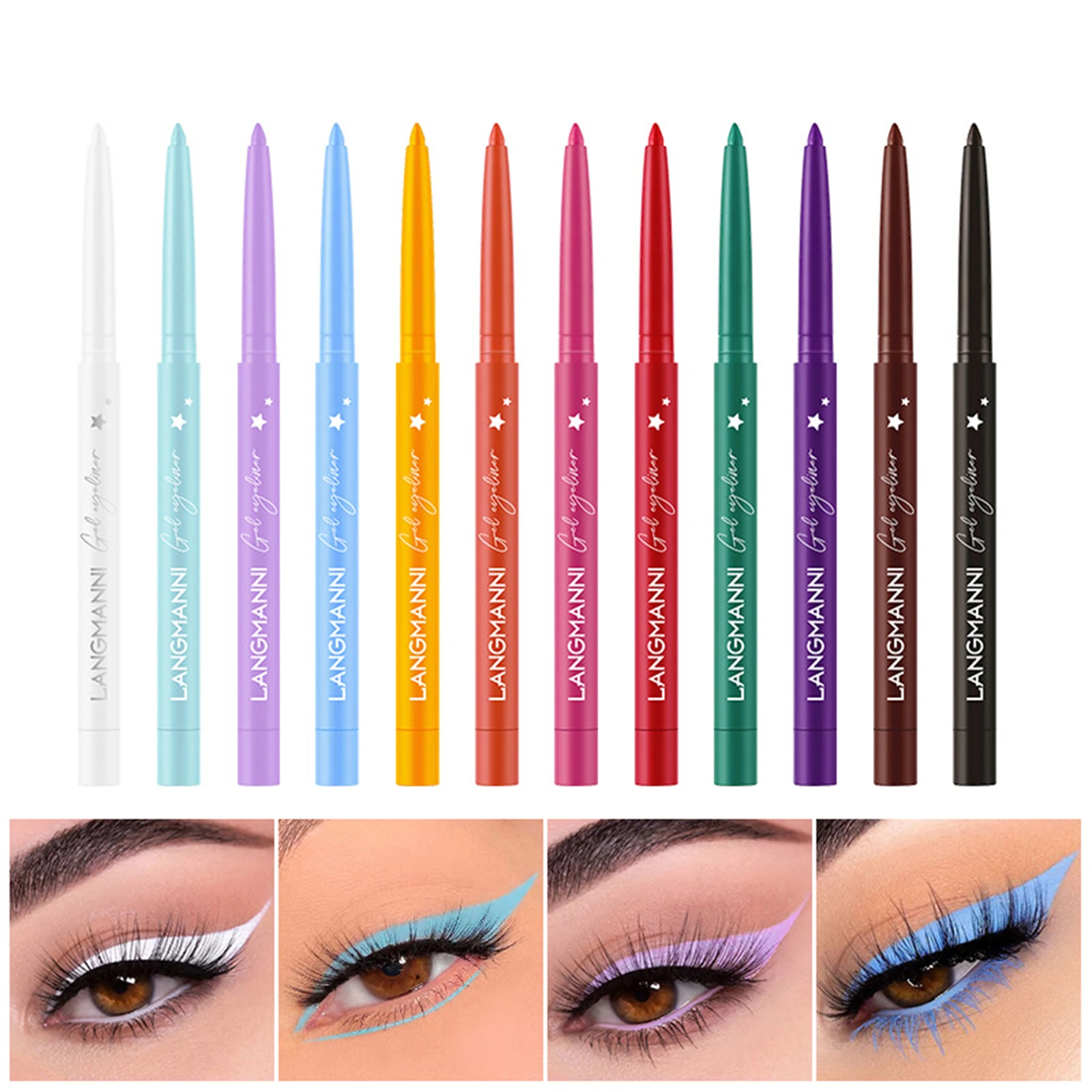 12 Color Liquid Eyeliner Matte Waterproof Smudge-proof Smooth Pen Eye Makeup Liquid Eyeliner Liner Long Lasting - Eyeliner -