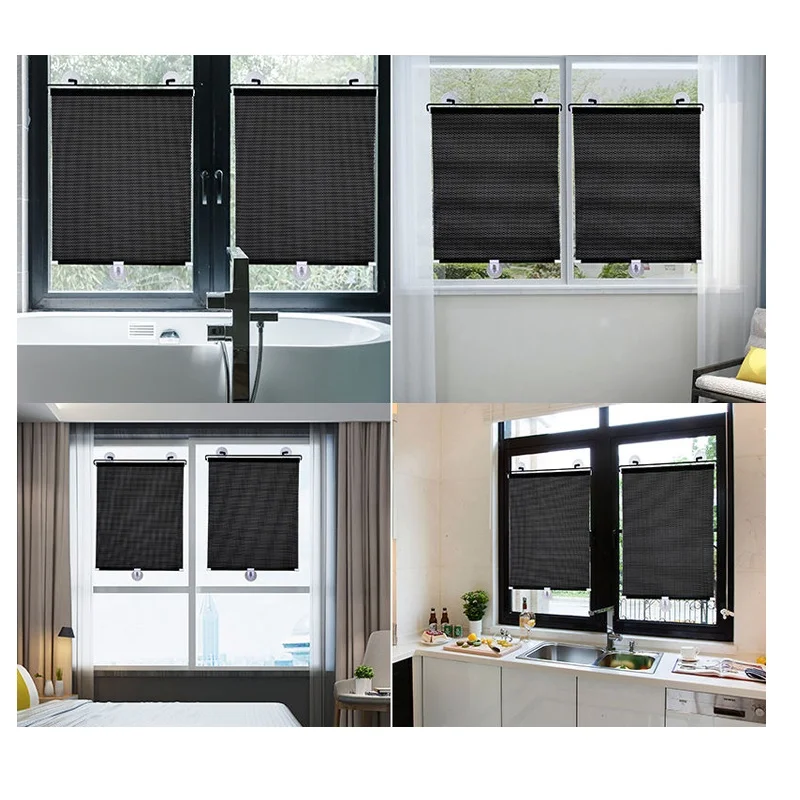 햇빛가리개 롤러 바이저 암막 커튼, 휴대용 셔터 드레이프, 자동차 앞 유리 보호대, 흡입 컵 포함, 주방 사무용품