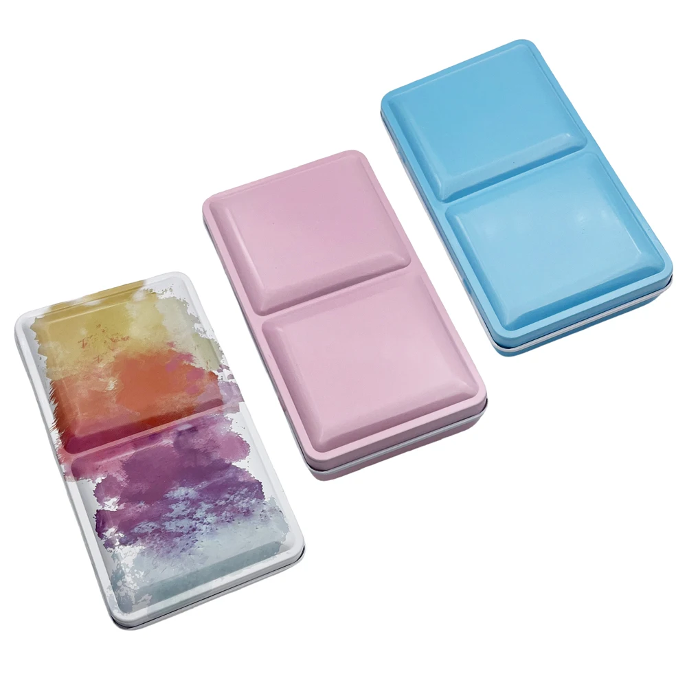 Empty Watercolor Palette, Empty Watercolor Tin with Fold Out Palette,14pcs Empty Half Pans Paint Case for Travel Painting 5