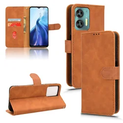 Leather Wallet Cover with Stand and Card Holder - Flip Book Style Protection for Oukitel C35 (Orange)