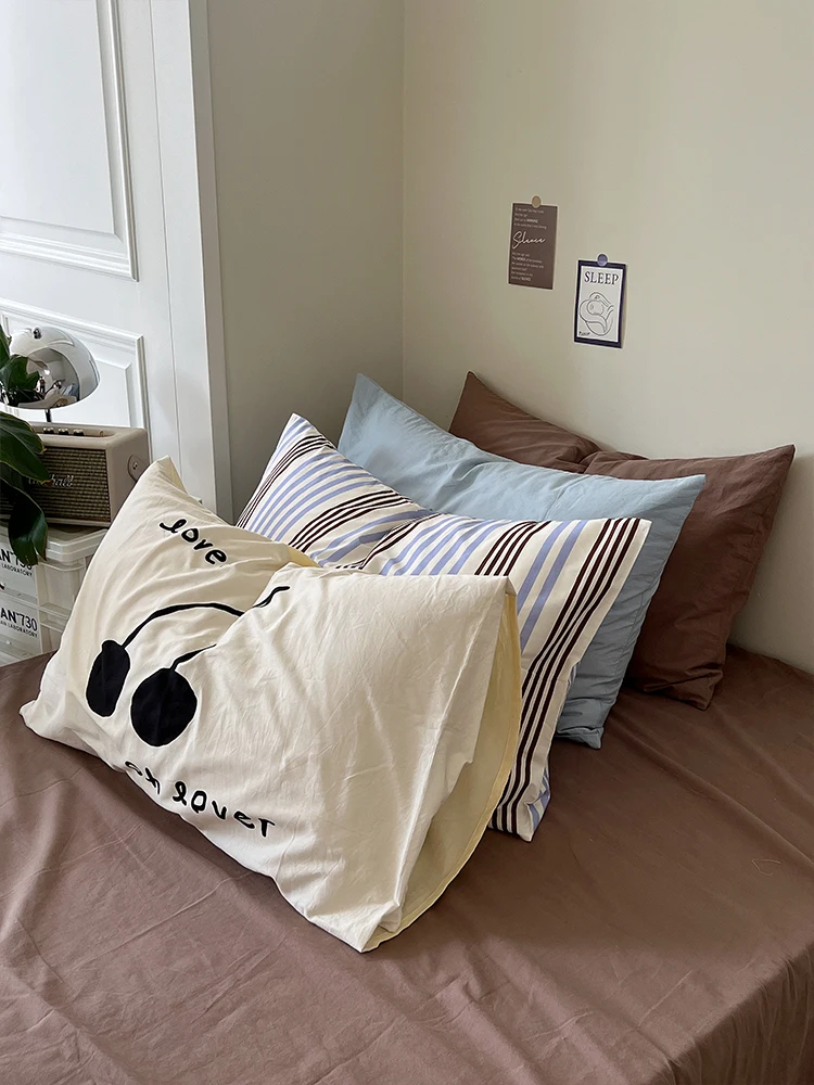 Korean Cotton Stripe Pillowcase Cover