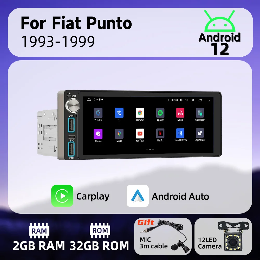 

Автомагнитола 1DIN для Fiat Punto 6,86-1993, 1999 дюйма, GPS, Wi-Fi