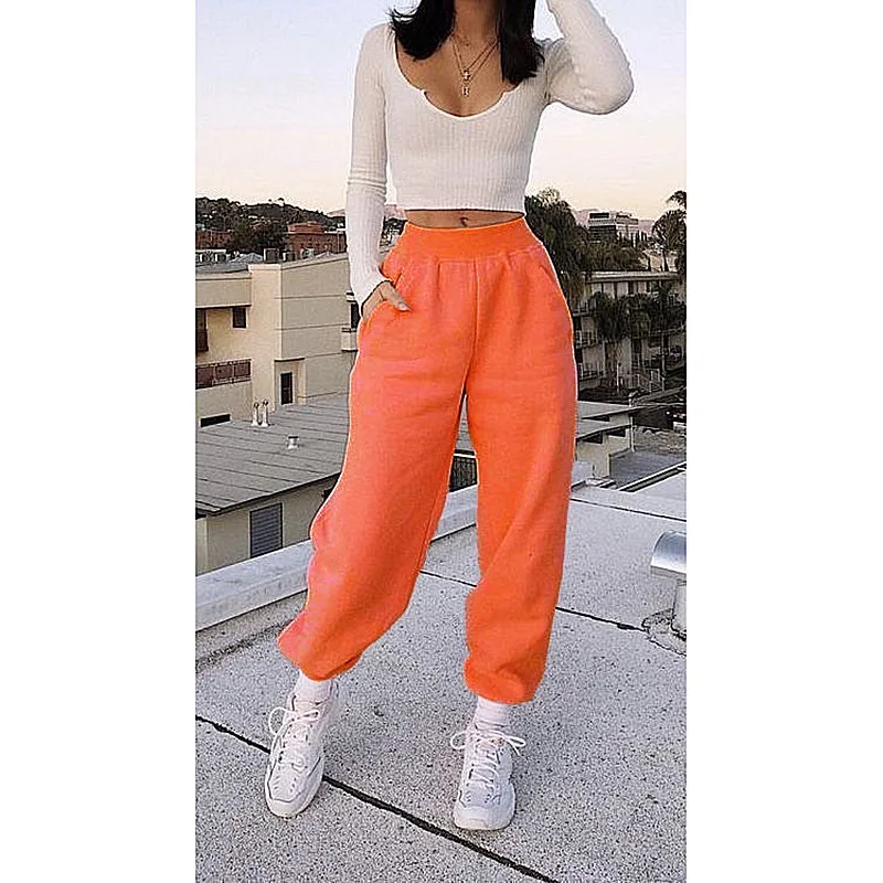 Women Fashion Solid Color Sports Pants All-Match Sweet and Lovely Warm Casual Pocket High Waist Comfortable Homewear Sweatpants fashion lovely sports running kids shoes hot sales led lighted shinning girls boys shoes toddlers excellent children sneakers