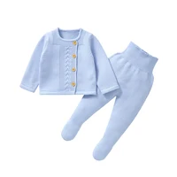Winter Baby Girls Pure Color Outfits Autumn Infant Pink Long Sleeve Knit Sweaters Coats+Trousers Clothes Sets Toddler 2pcs Suits 1