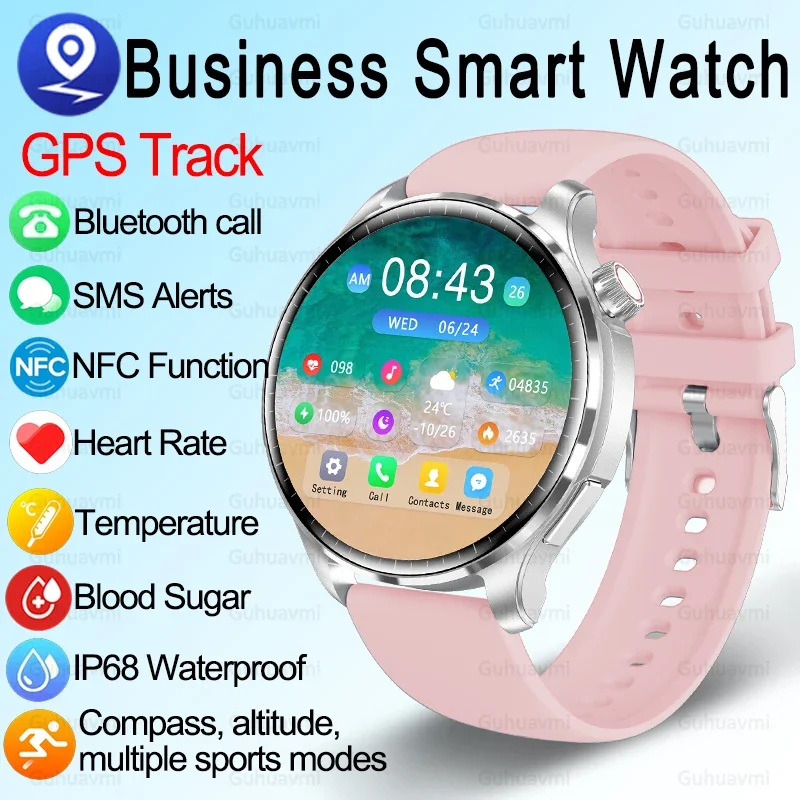 Nfc Luxury Smart Watches Bluetooth Call Connected Phone Women Watch Health Monitor Sport Smartwatch Men For Huaweios 2024 Gift
