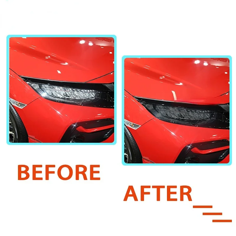 Car Headlight Protective Tint Film Smoke Black Transparent TPU Transparent Sticker For Honda Civic 10th Gen FC/FK 2pcs