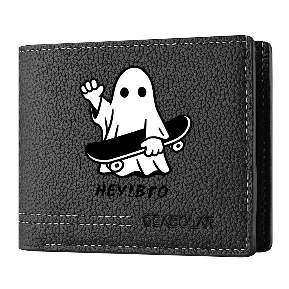 1 Stück Herren-Geldbörse mit Ghost-Skateboard-Print – multifunktionale Geldbörse mit großem Fassungsvermögen – praktisch zum Tragen von Ausweisen, Führerscheinen, Kreditkarten, geeignet für den täglichen Gebrauch und als Geschenk – Detail 7