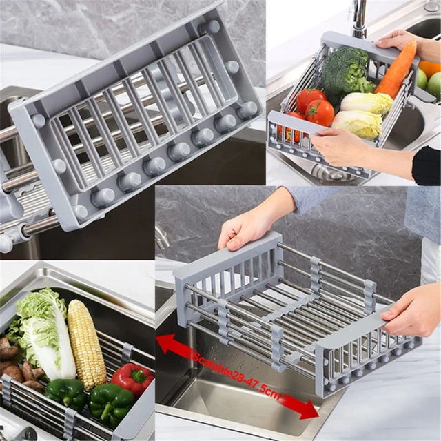 Adjustable Dish Drying Rack Stainless Steel Dish Drainer Fruit Vegetable  Drainer Kitchen Sink Drain Holder Storage Rack - AliExpress