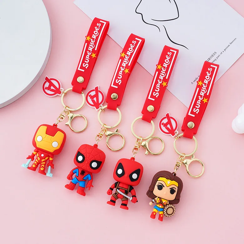 Super Heroes Avenger League Series Portachiavi Marvel Charm Spider Man Iron Man Deadpool Captain America Thanos Portachiavi Per Auto Regalo