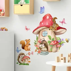 T52# Animal Mushroom Butterfly  Wall Sticker Kids Room Background Home Decoration Mural Living Room Wallpaper Funny Decal