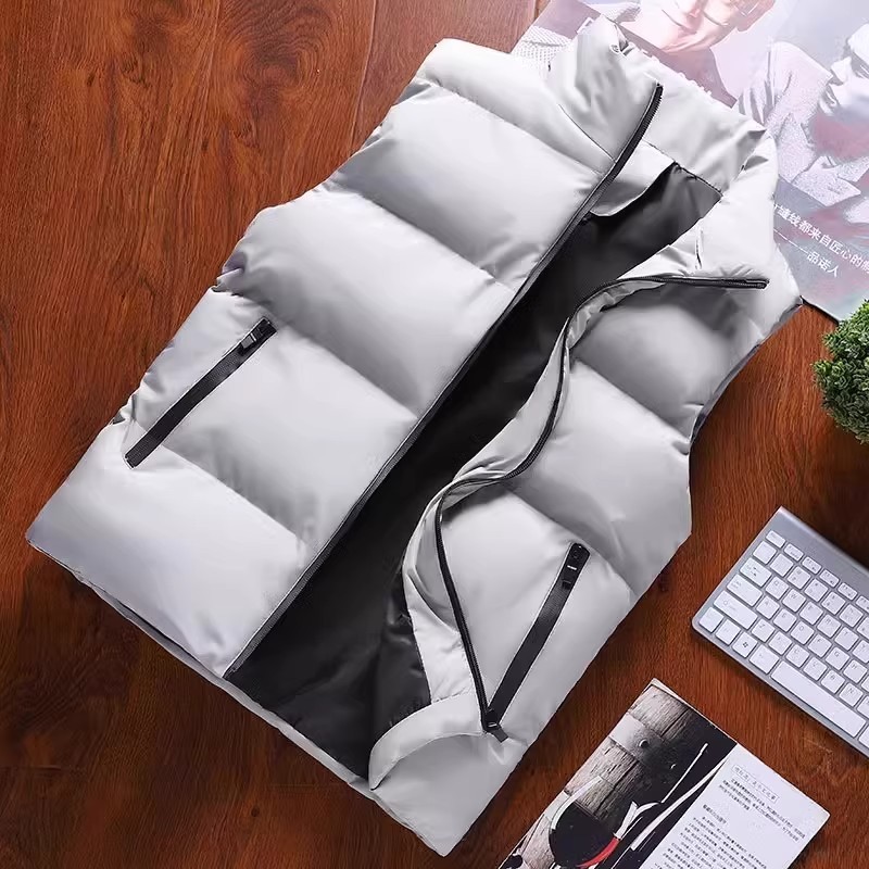  Men's down Cotton Vest Thi Warm Outerwear Autumn Winter Large Size oulder Pad Jaet Youth Trendy Sle Zipper Closure 