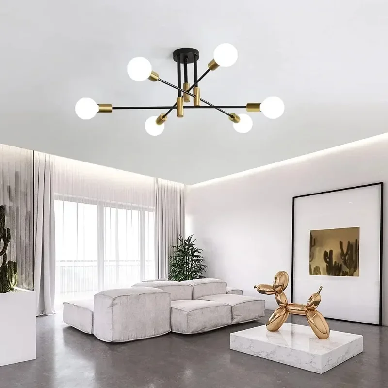 Simple Branch Ceiling Chandelier Modern Nordic E27 Black Gold LED Ceiling Light Restaurant Aisle Balcony Corridor Lighting