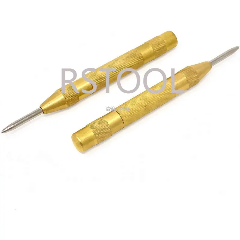 2pcs/set Center Punch - 5 inch Brass Spring Loaded Center Hole Punch with Adjustable Tension, Hand Tool for Metal or Wood