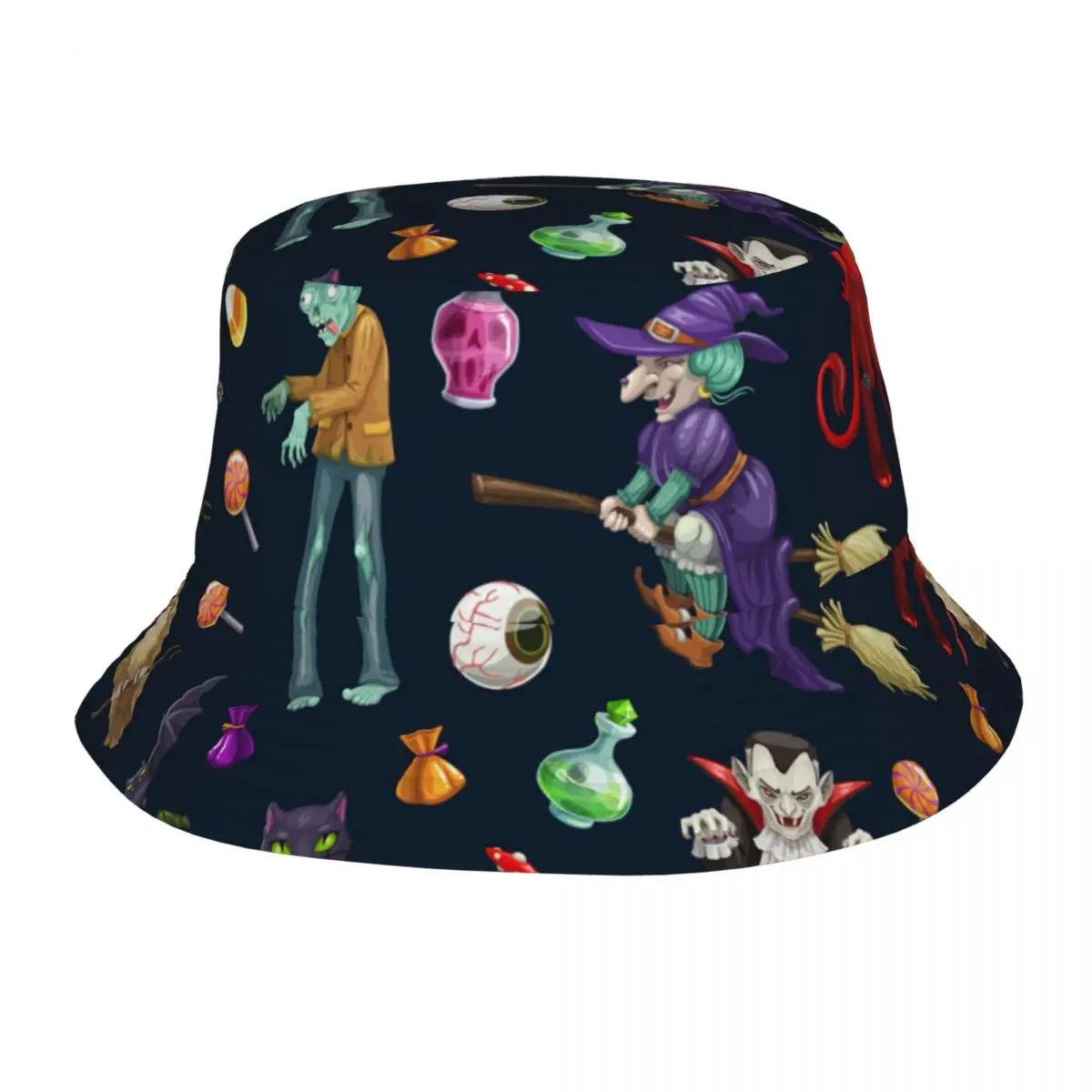 

Fisherman Hat Unisex Bob Cap Halloween Monsers Pumpkins And Ghosts Hip Hop Gorros Panama Windproof outdoor Bucket Hat