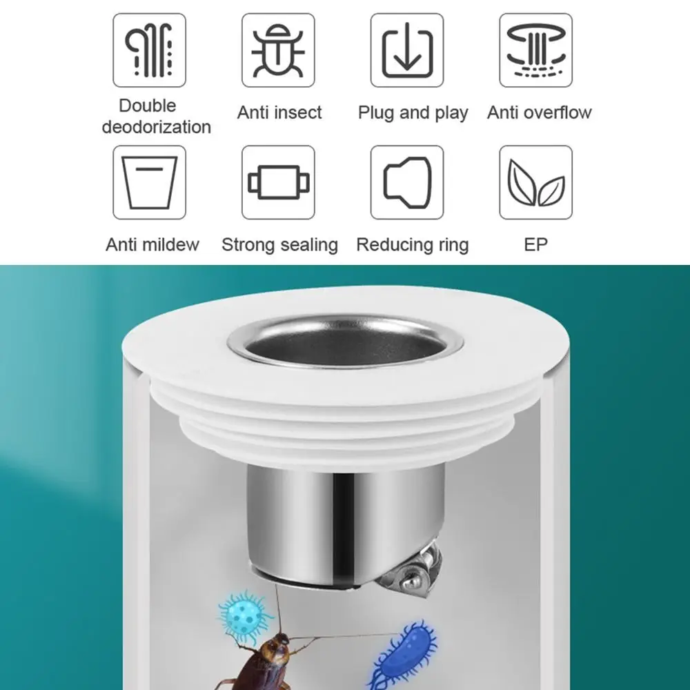 Stainless Steel Drain Core Odor Proof Kitchen Sewer Bathroom Deodorant Core Plug