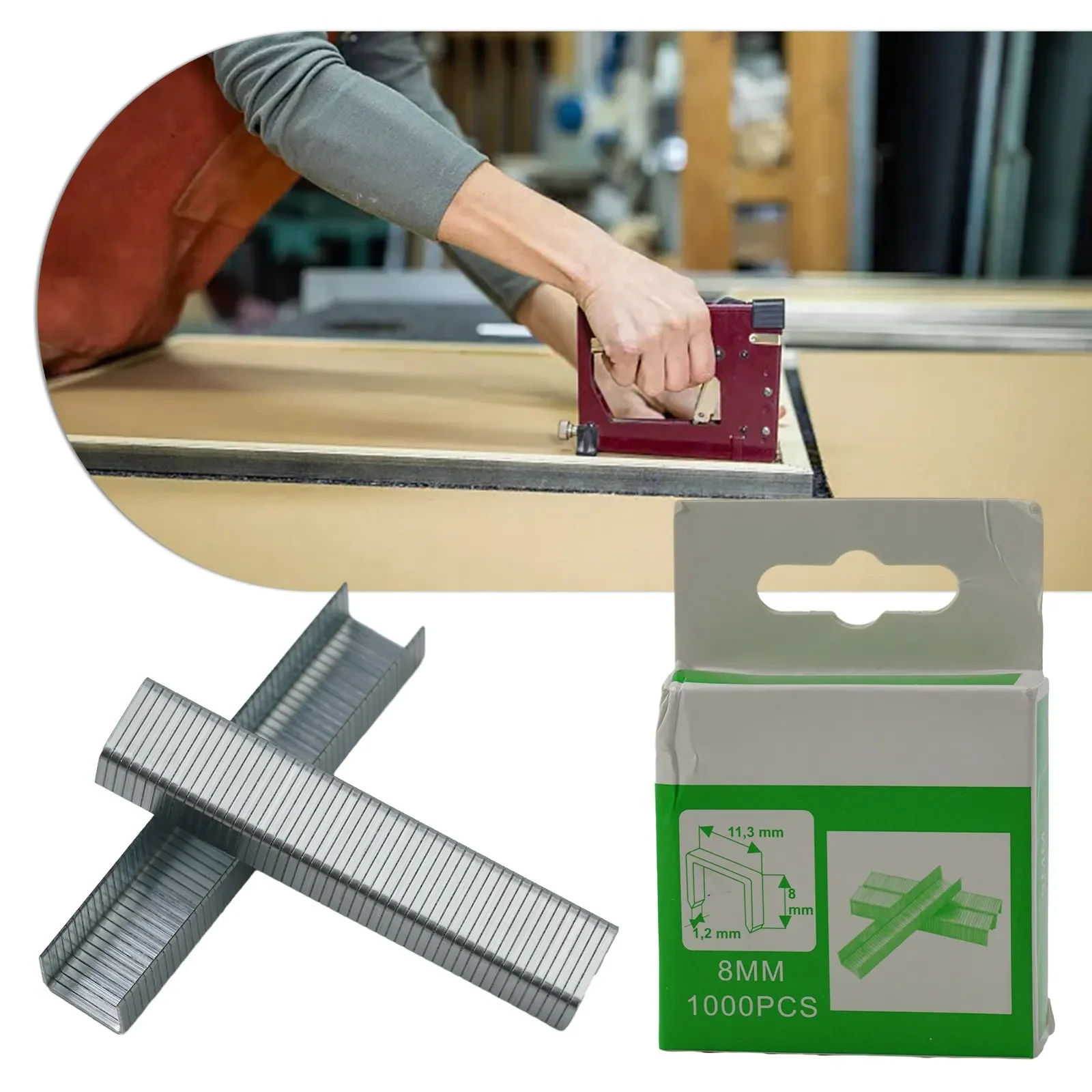 

Brand New High Quality Staples Nails Tools 12mm/8mm/10mm DIY Brad Nails Door Nail Household Packaging Silver Stapler