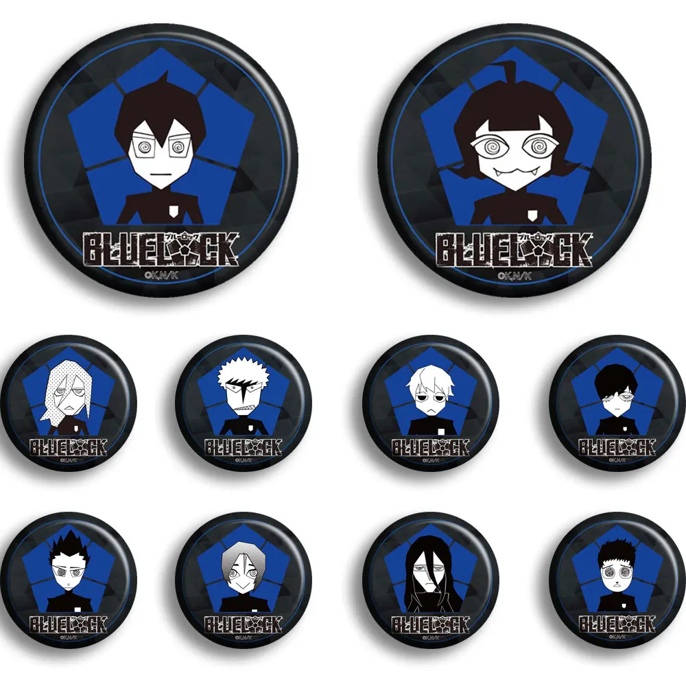 10pcs1lotAnimeBLUELOCKFigure714MetalBadgesRoundBroochPin