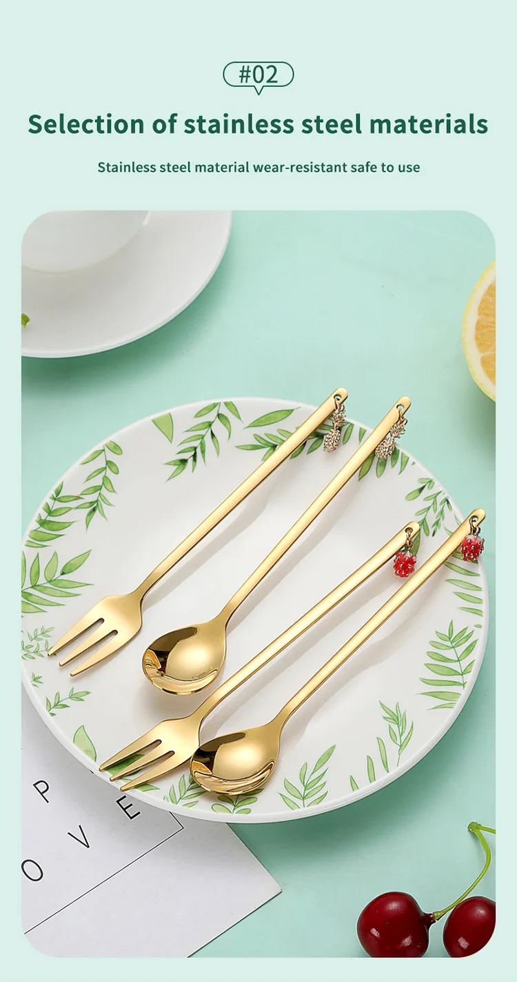 Description Picture 5 of itemCute Metal Pendant 304 Stainless Steel Spoon Hollow for Ice Cream Tea Dessert Coffee Scoops Kitchen Tableware Accessories