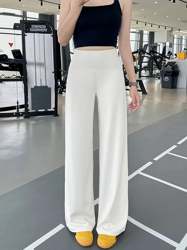 Sommer- und Frühlingshose für Damen, lockere, gerade, weit geschnittene Hose, lässige Sport-Yogahose, hochtaillierte, schlank machende und vielseitige lange Hose