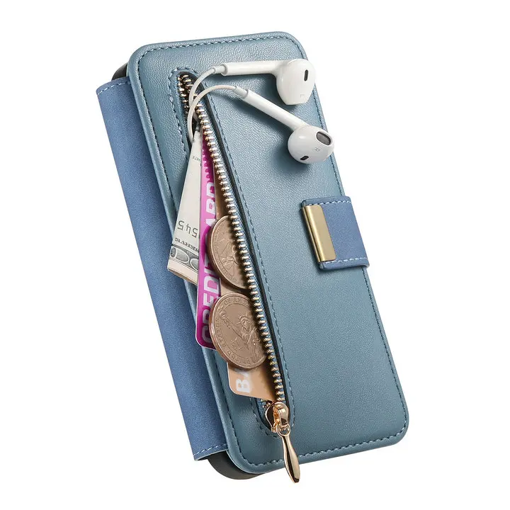 Detachable Leather Zipper Wallet Flip Case