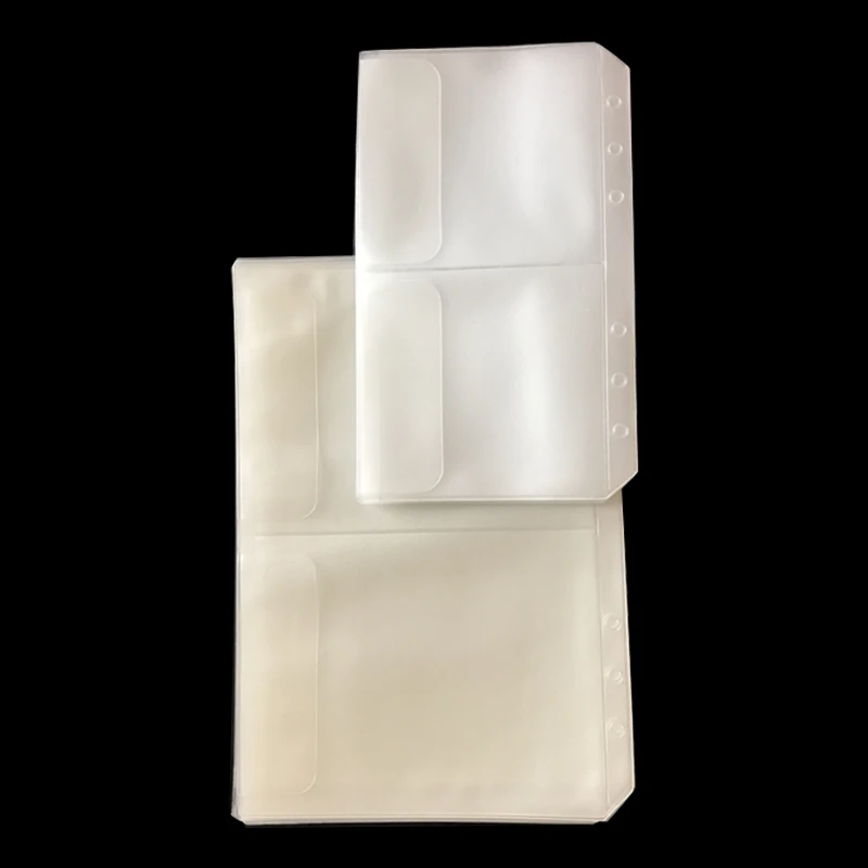 10pcs A5A6 Transparent Universal 6Holes Loose Leaf PVC Storage Bag Card Holder Notebook Planner Collection Pouch Bag Pen Storage