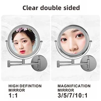 8 inch Wall Mounted Makeup Mirror 5/7/10X Magnifying Double Side Folding Arm Extend USB Charging Bathroom Smart Cosmetic Mirrors 2