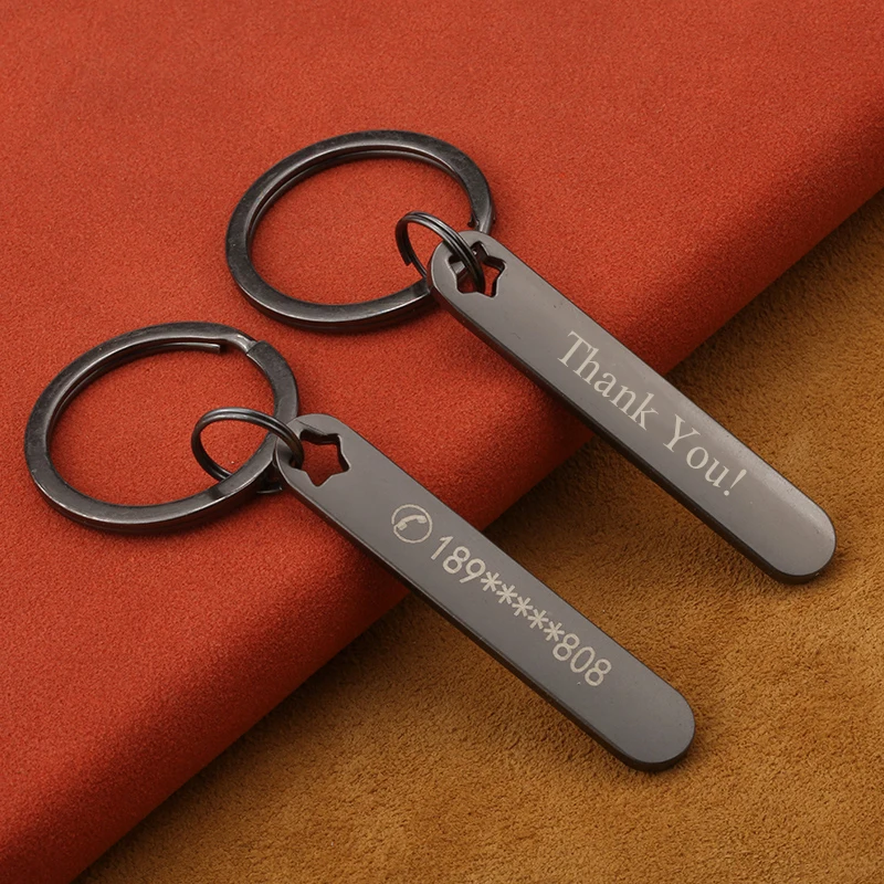 Porte-clés personnalisé gratuit avec numéro de téléphone, cadeau Anti-perte pour femmes et hommes, porte-clés de voiture, gravure Laser, Logo, porte-clés en alliage de Zinc