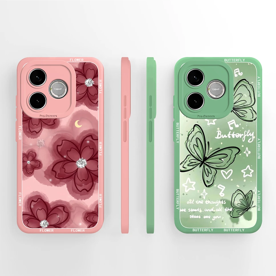 Pretty Flower Shockproof Silicone Phone Case with Camera Protection