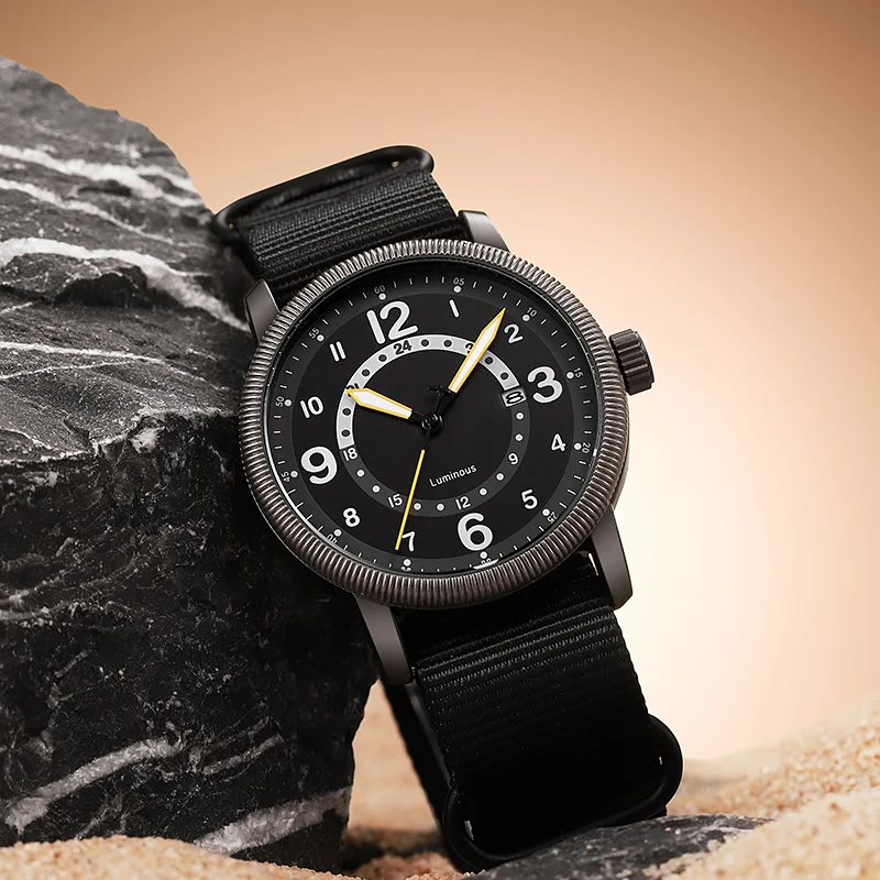 Enhanced Field Watch with Luminous Display and Fabric Strap