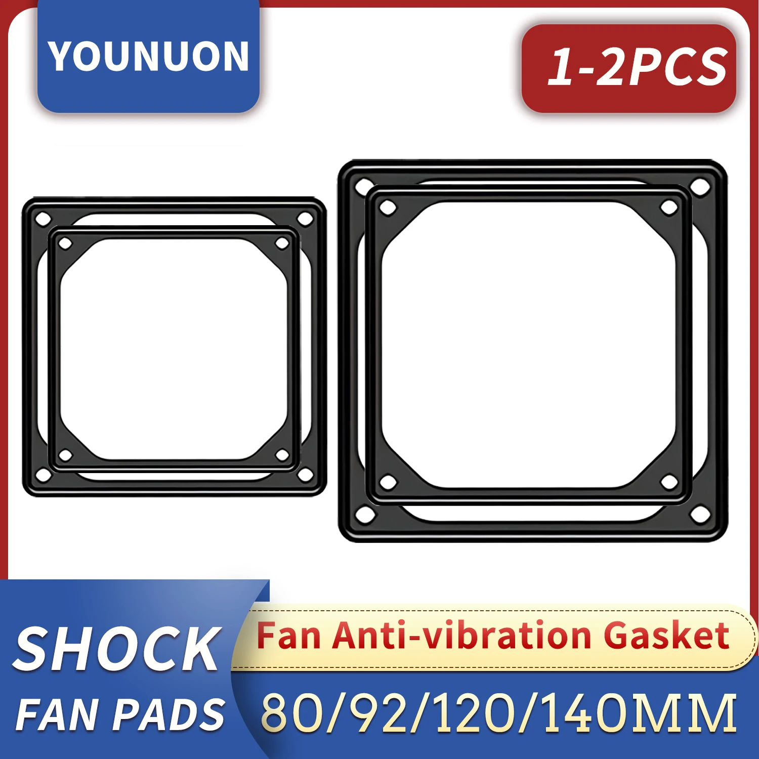 1/2PCS 80mm 92mm 120mm 140mm 방진 실리콘 팬 가스켓 소음 감소 충격..