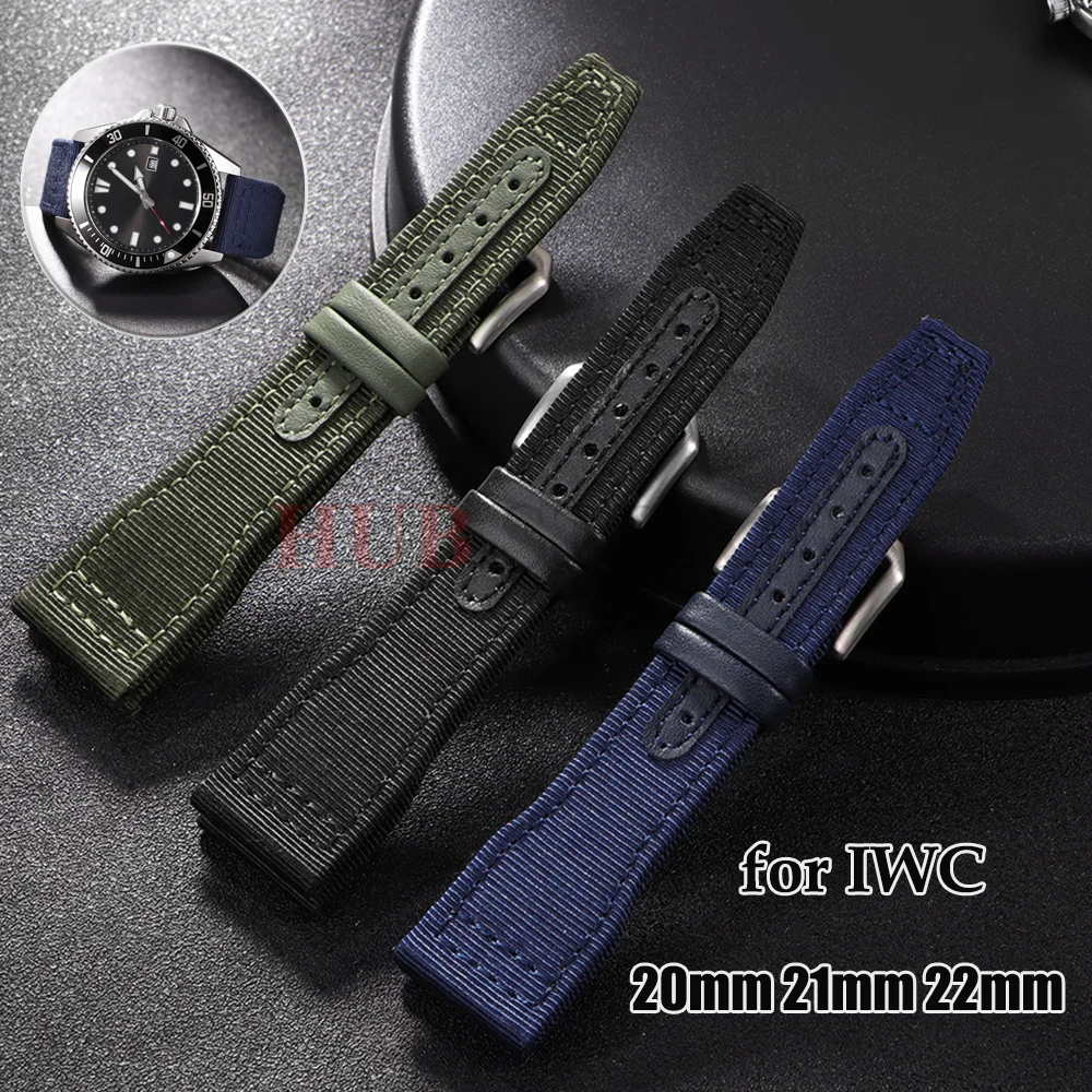 Waterproof Nylon Canvas Watch Strap with Cowhide Accents - Sporty and Stylish Wristband
