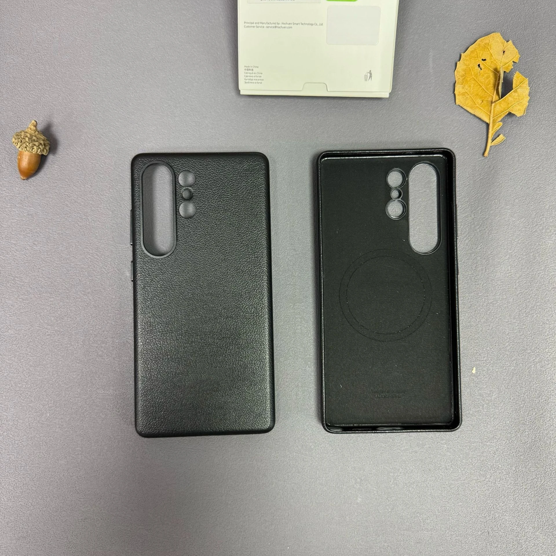 Premium Minimalist Leather Magnetic Phone Case with Wireless Charging and Shockproof Protection