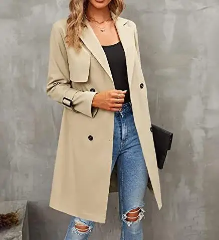 Women's 2023 New Hot Selling Casual Double Breasted Windbreaker Classic Polo Coat In Stock