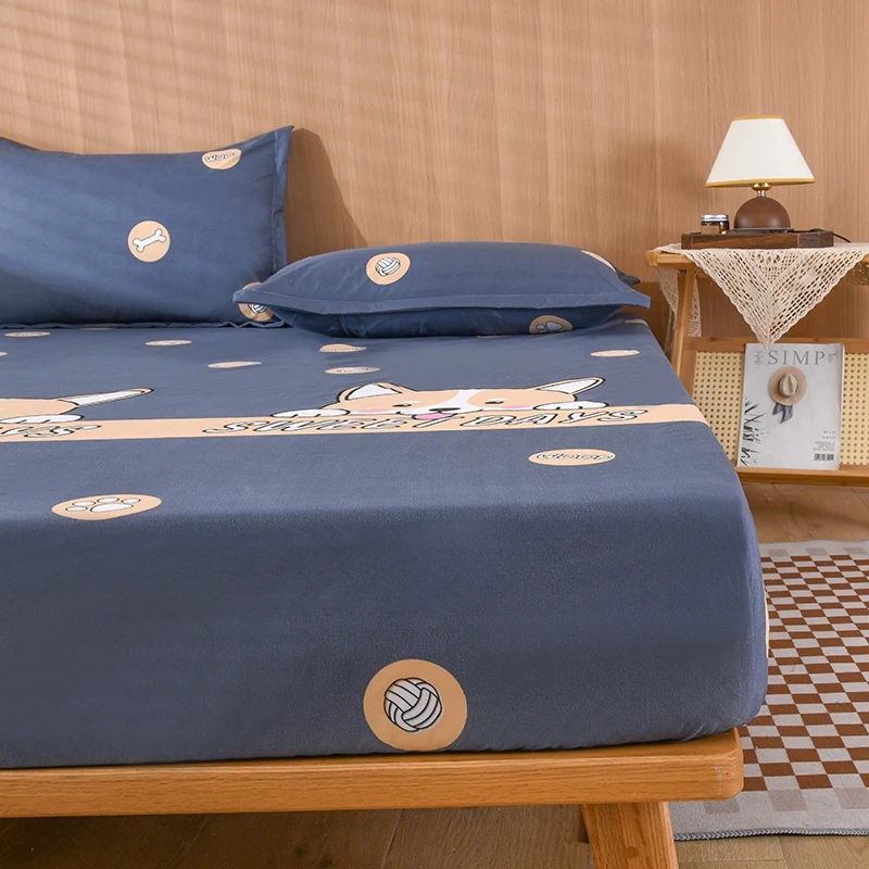 100% Waterproof Cute Dog Bed Fitted Sheet Nordic Adjustable Mattress Covers Four Corners with Elastic Band Multi Size Bed Sheet 2