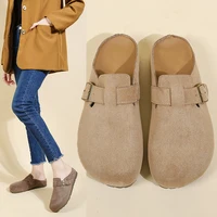Chaussons rétro pour femmes, sandales à talon unique pour femmes, mocassins boutonnés de style coréen, mules, chaussons d'extérieur à la mode 5