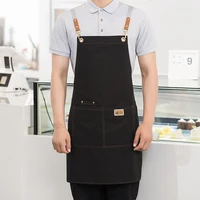 Customizable Canvas Aprons with Your Logo For Business Work Apron Cafe, BBQ,Nail,Bakery Kitchen Chef Waitress Unisex With Pocket 2