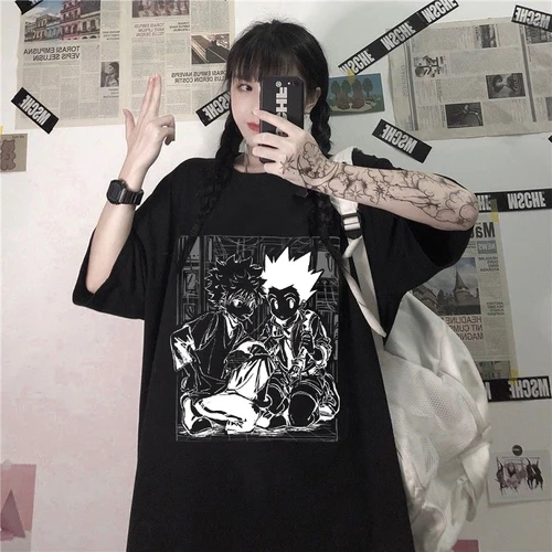 Y2k 여성용 반팔 만화 티셔츠, 귀여운 상의, 헌터 X 헌터 티셔츠, 킬루아 졸딕 애니메이션 티셔츠, 여성 의류 3