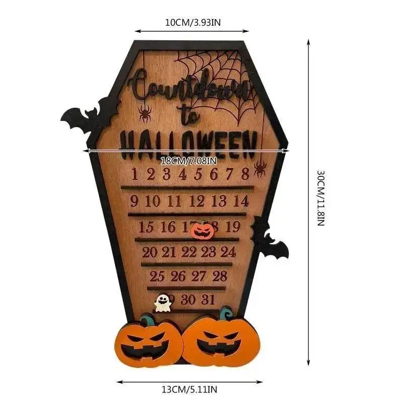 New Halloween Home Calendar With Terrifying Ghost Designs Wooden Countdown To Christmas Decor For Indoor Home Party Horror Decor