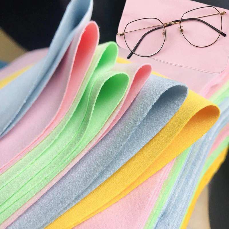 Colorful Soft Chamois Glasses Cleaner Eyeglasses Microfiber Clean Cloth for Lens Phone Screen Cleaning Wipes Tools