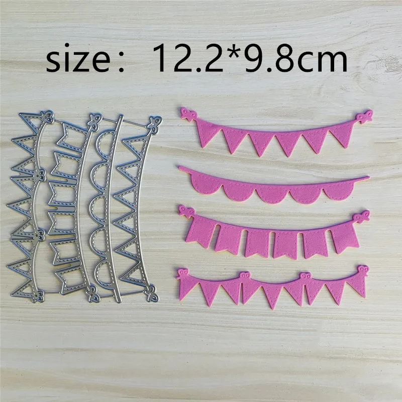 

4Pcs Triangle Flag Metal Cut Dies Stencils for Scrapbooking Stamp/Photo Album Decorative Embossing DIY Paper Cards