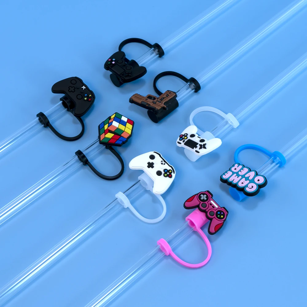 Description Picture 3 of item1PCS PVC Straw Cover GamePad Toy Pistol Series Straw Topper Reusable Airtight Drinkware Dust Cap Splash Proof Drinking Straw Tip