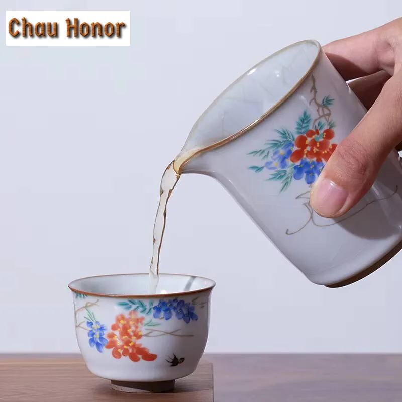 260ml Ancient Moon White Ru Kiln Porcelain Tea Pitcher Divide Tea Cha Hai Dispenser Justice Cup Fair Mug Mugs Chinese Tea Set