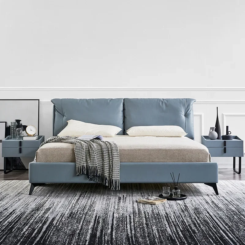 

Leather Beds Velvet Twin Backrest Small Black Women Luxury Queen Modern Frame Minimalist Bed Bedroom Camas Wooden Furniture