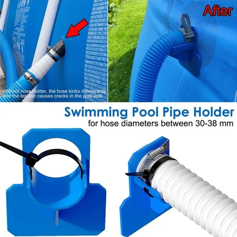 Swimming Pool Pipe Holder Mount Supports Pipes 30-38mm for Intex Bestway Ground Hose Outlet with Cable Tie Pool Accessories