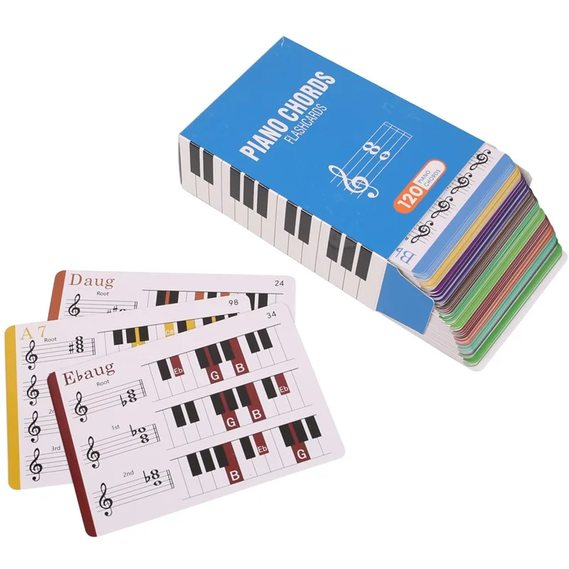 Colorful Beginner Piano Chord Flashcards – 120 Sheets for Note Reading & Music Teaching