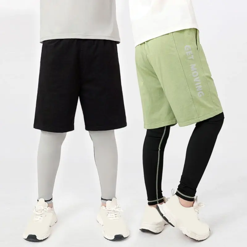 Summer Children's Basketball Pants Big Boy Quick dry False Two-piece Pants Boy Anti-mosquito Boys