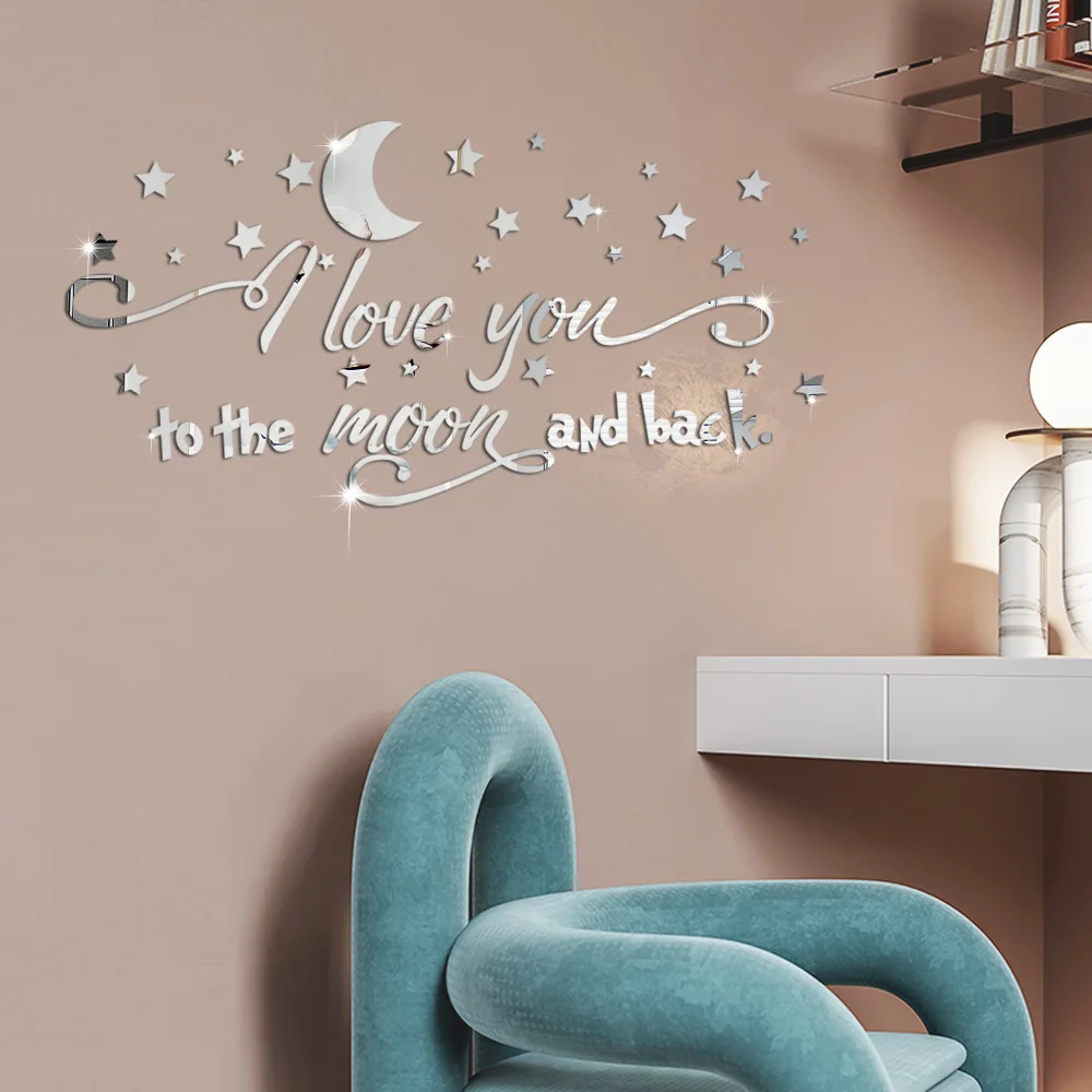 Star Moon Acrylic 3D Stereo Mirror Wall Sticker for Bedroom Living Room Children's Room Decoration Ideas