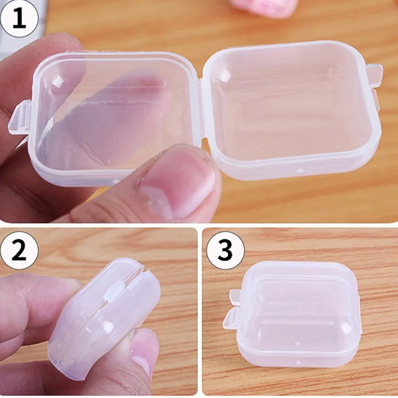 5/10Pcs 미니 스토리지 박스 투명 사각형 플라스틱 상자 귀걸이 쥬얼리 포장 스토리지 작은 사각형 상자 보석 주최자