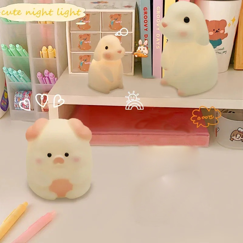 Rabbit Night Light Bedroom Decorative Light Button Powered Cartoon Animal Light Children's Gift Decorative Sleeping Light