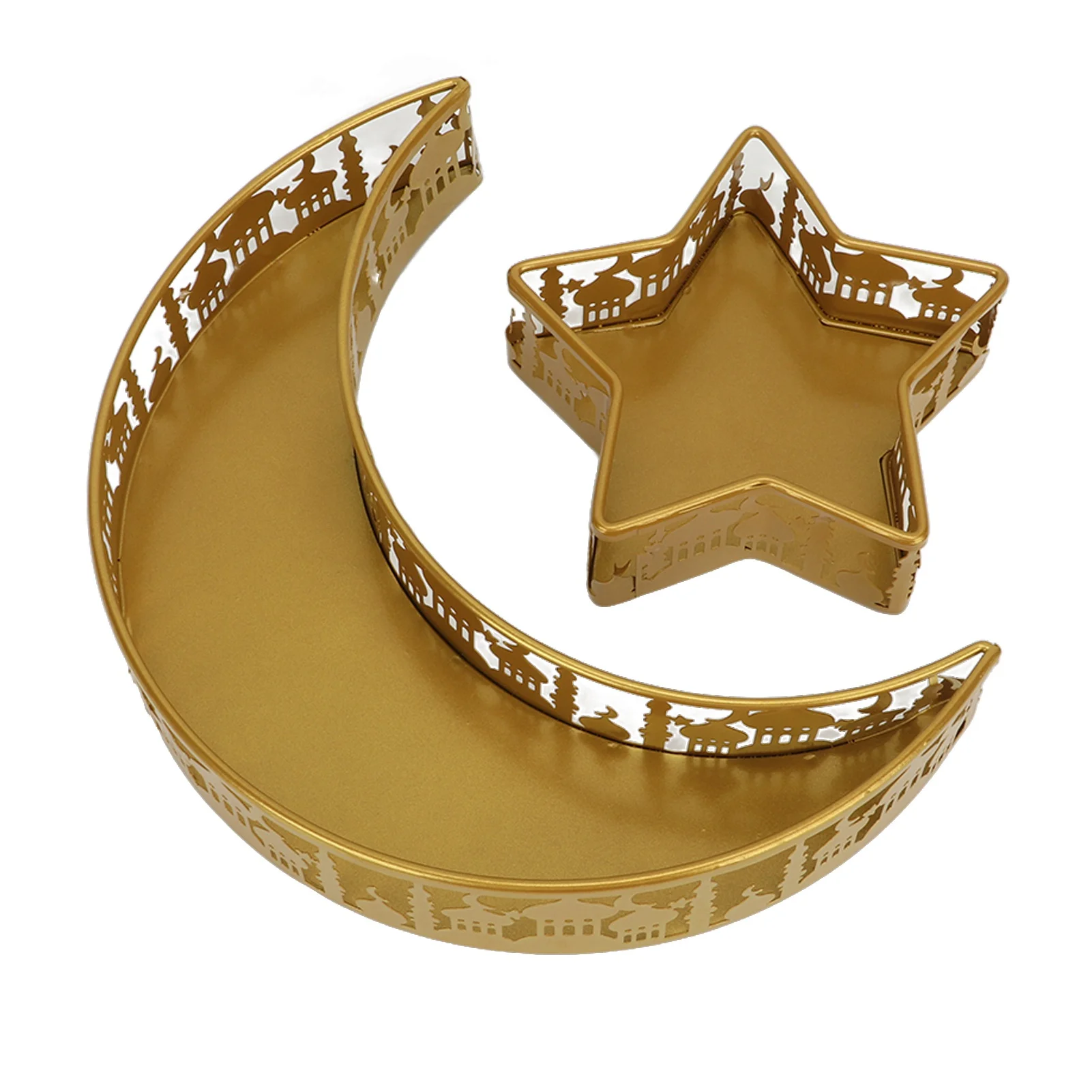 

Gold Moon Star Shaped Trays Table Decorative Dinner Plates Fruit Dessert Nuts Serving Tray Muslim Ramadan EID Mubarak Home Decor